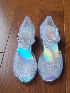 Kids Iridescent Glitter Jelly Mary Jane Shoes - Clear/Silver